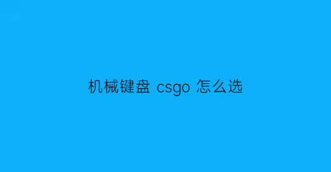 机械键盘 csgo 怎么选